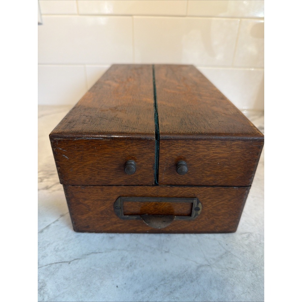 Antique Ever Ready Oak File Storage Cabinet Index Card Size Box Patent Date 1905